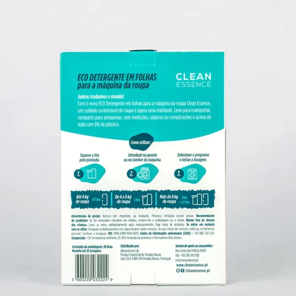 detergente em folhas sem fragrancia clean essence (verso)